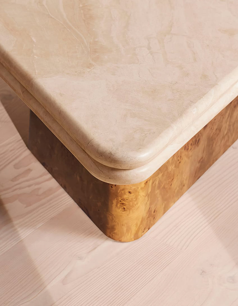 Forster Triangle Coffee Table, Travertine