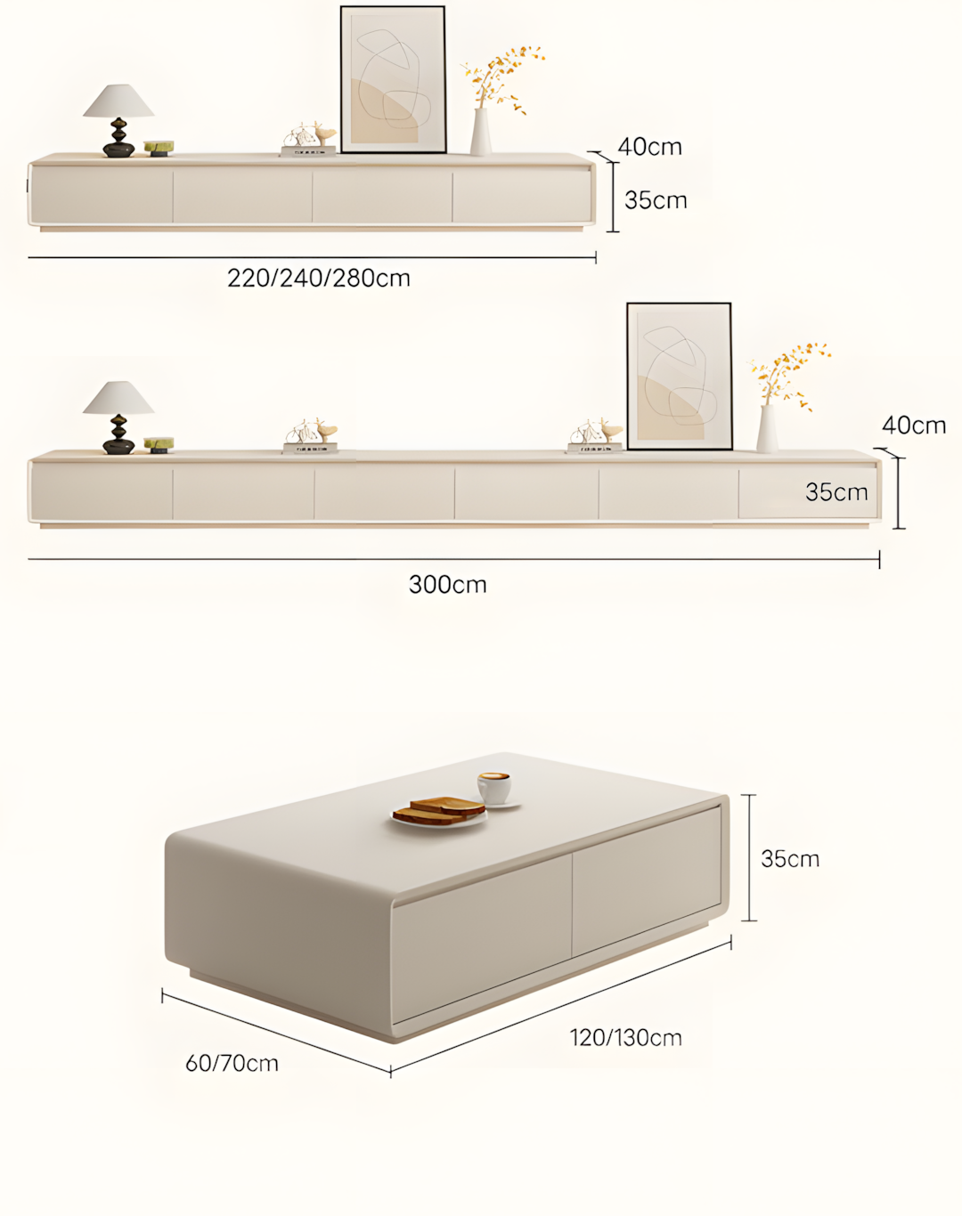 Addie TV Stand, Cream