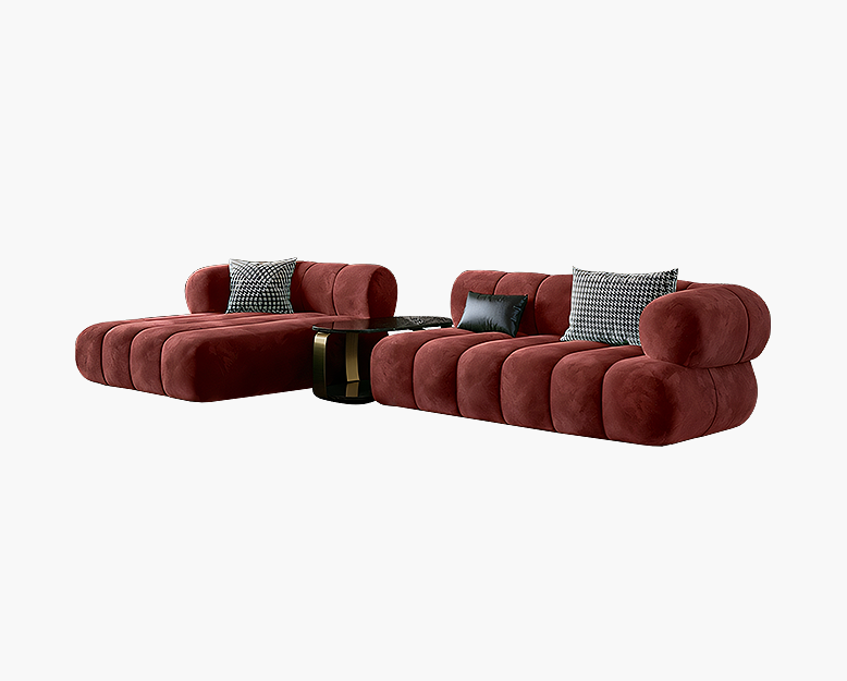 Anouk Modern Red Modular Sofa, Three/ Two Seater Sofa