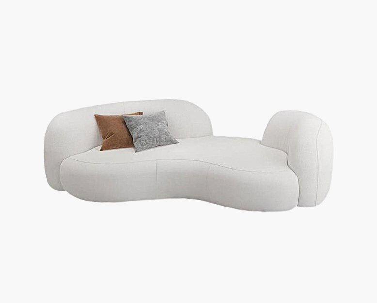 Aurelia Modern Curved Two Seater Sofa, Boucle/ Velvet