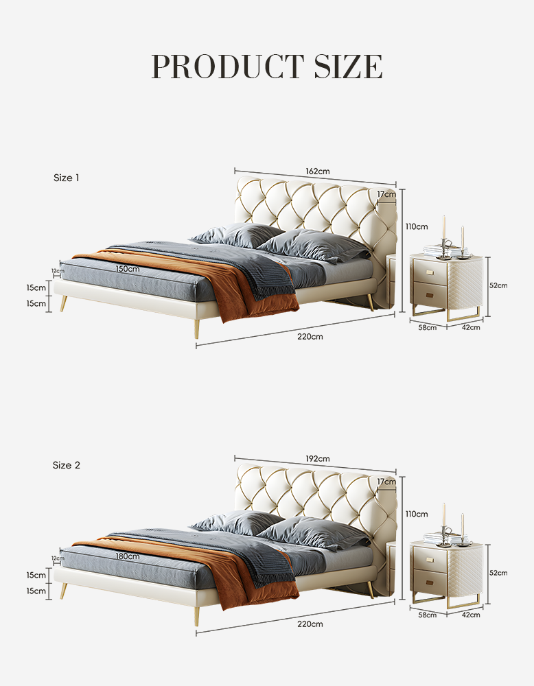 Baal King Size / Super King Size Bed, Leather, With Beside Table