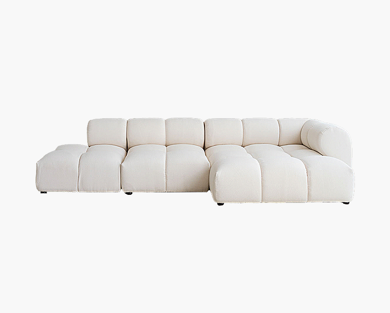 Caius Velvet Three Seater Module Sofa, White Velvet