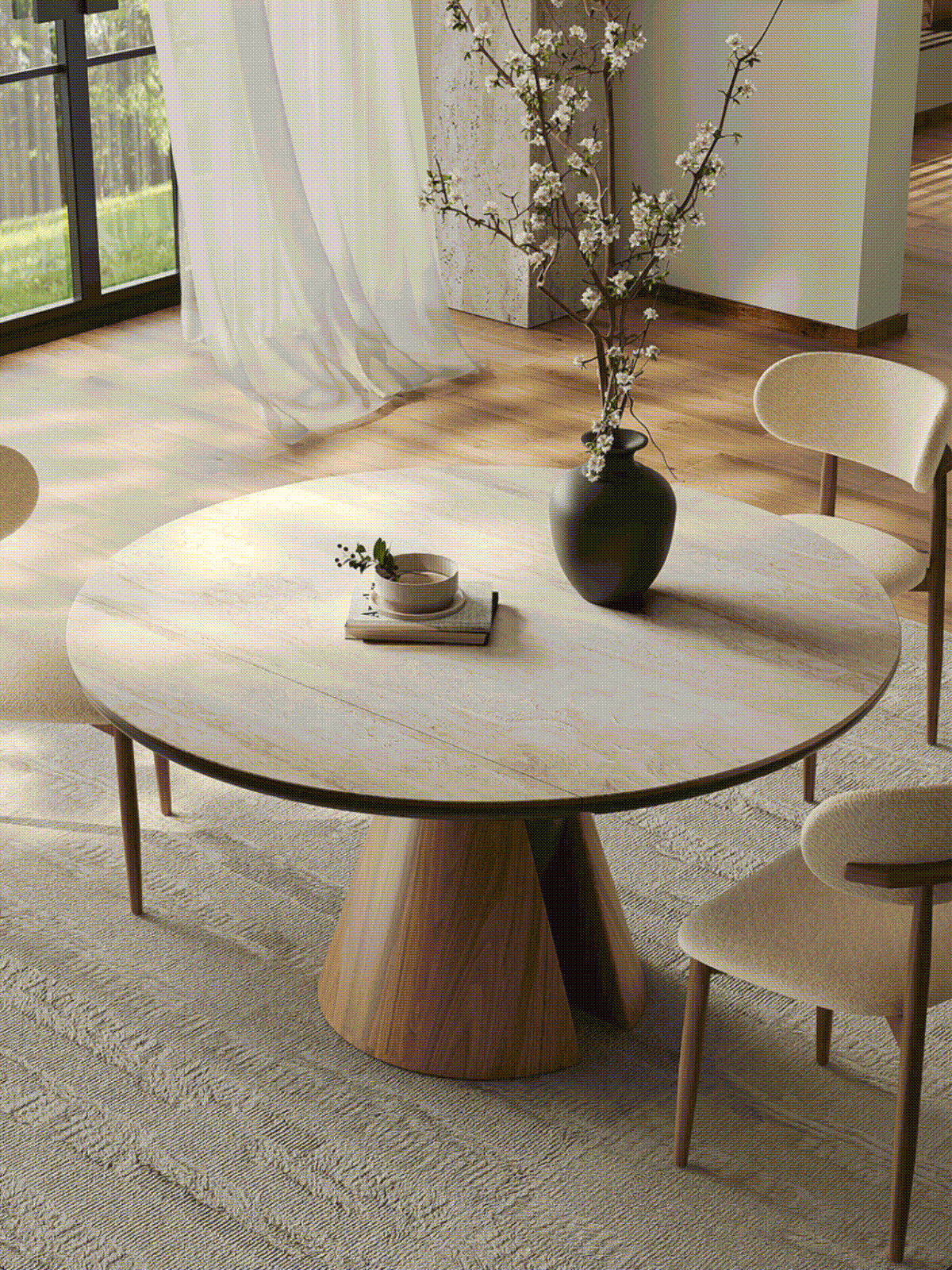 Becerra Foldable Round Dining Table, Wood