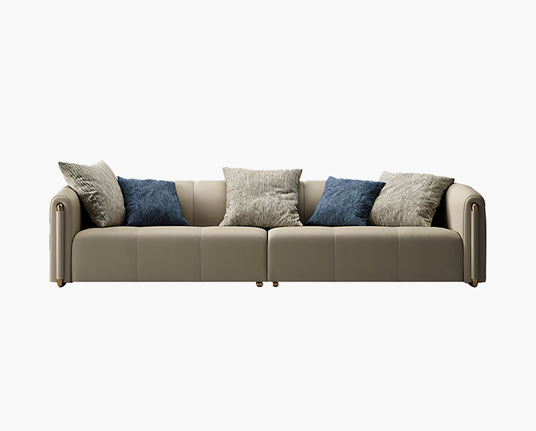 Home Contemporary Three Seater Sofa Set, Real Leather