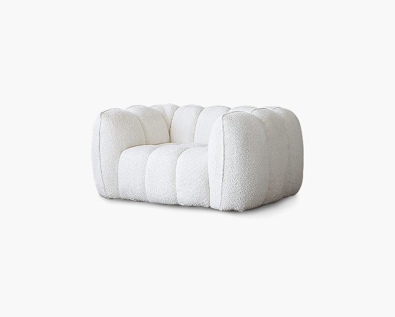 Pooky Pumpkin Single Armchair, White Boucle