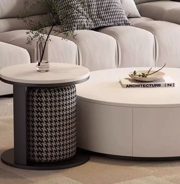 Aria Marble Coffee Table Set, WIth a Mini Stool｜ DC Concept