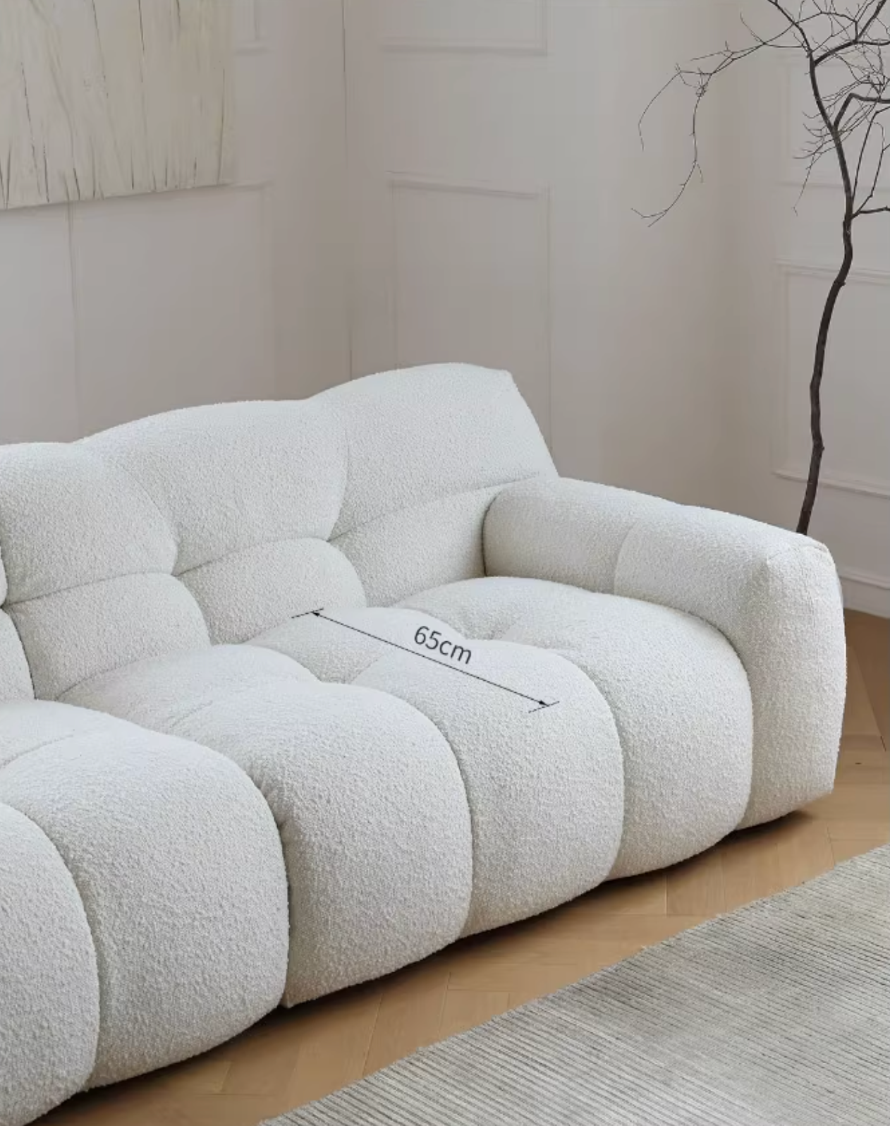 Cora Candy Three Seater Sofa, White｜ DC Concept