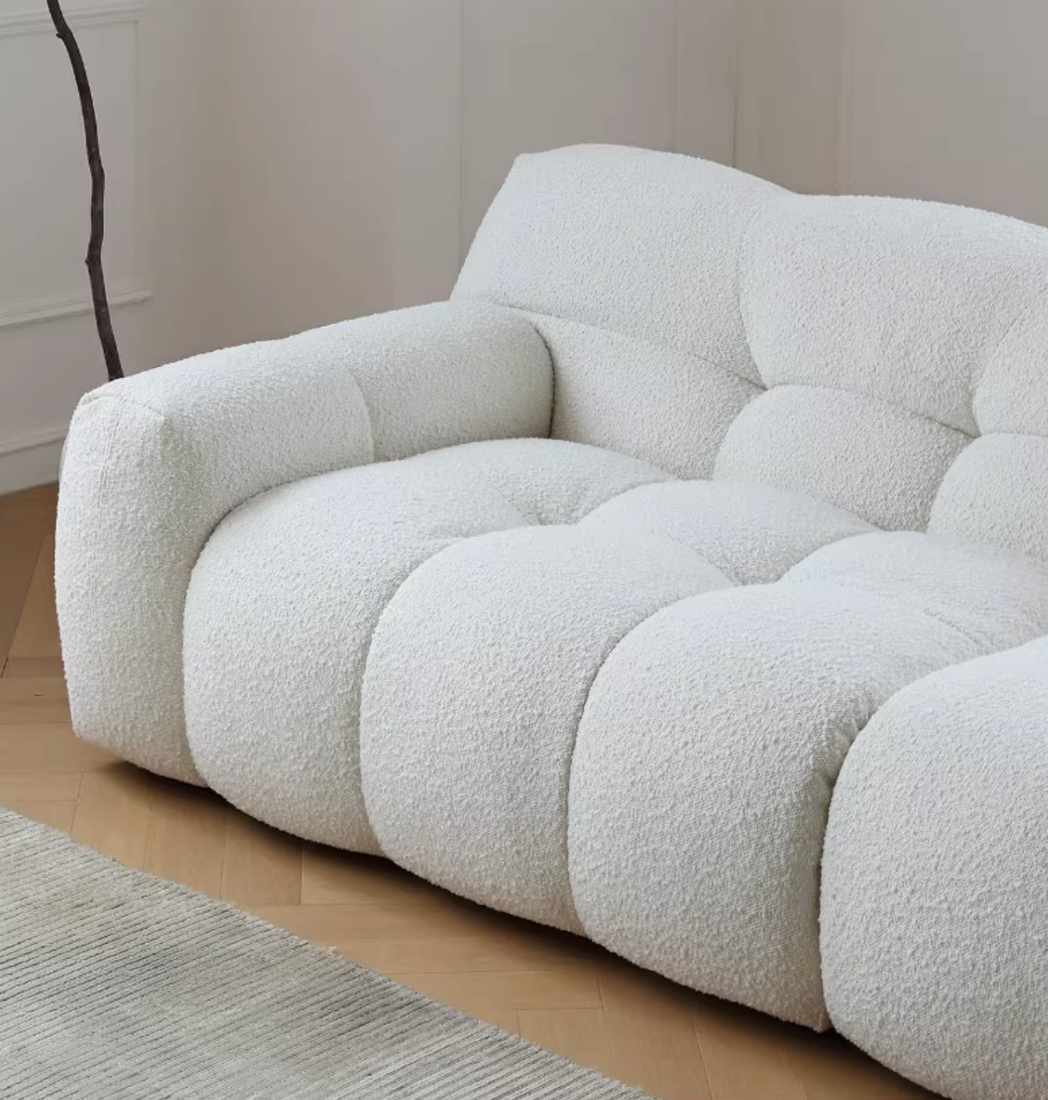 Cora Candy Three Seater Sofa, White｜ DC Concept