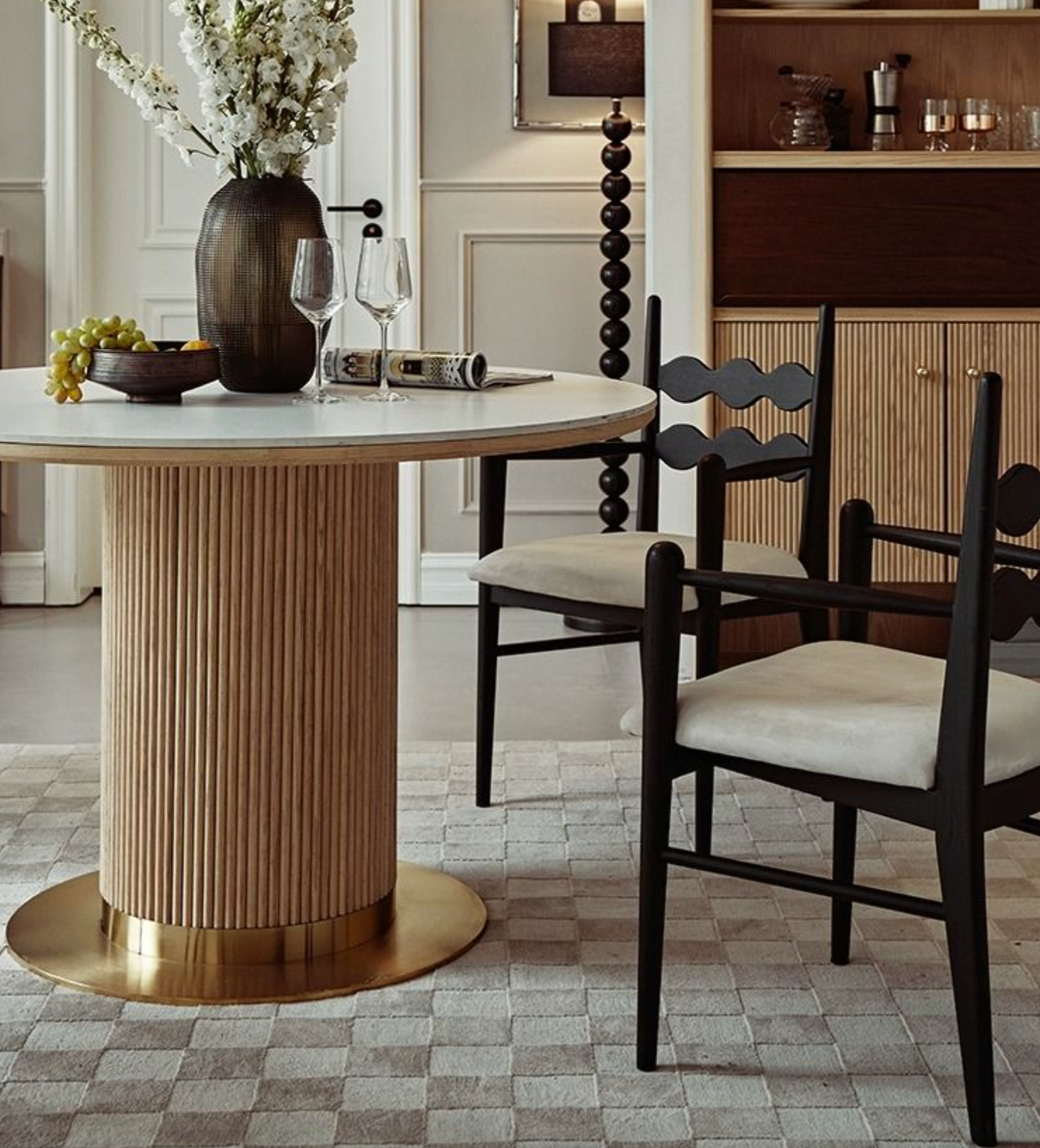 Brass round dining deals table