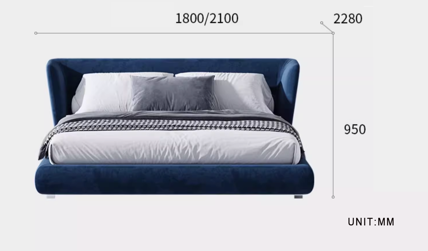 Baffin Super King Size Bed, Velvet