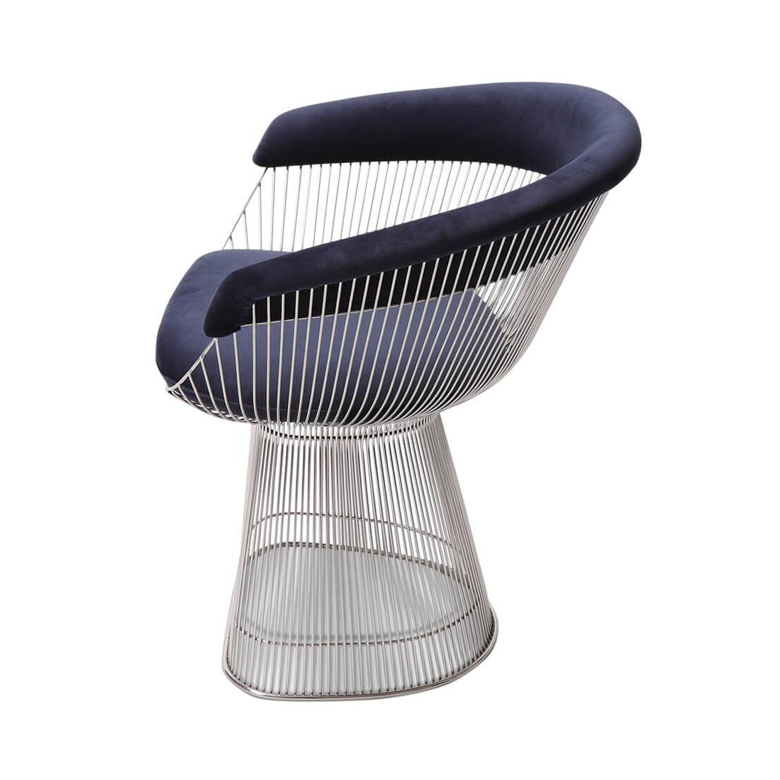 Warren Platner Dining Chair - Chrome Base, Dark Blue｜ DC Concept