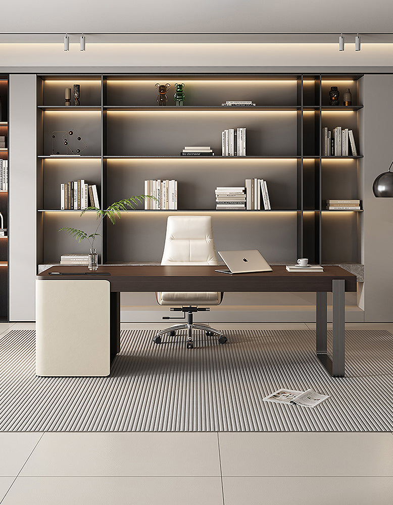 Torres Office Desk With Storage, Wood