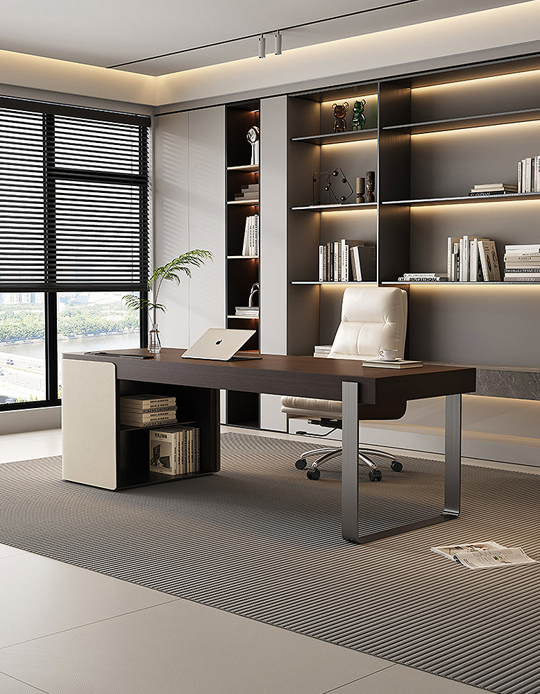 Torres Office Desk With Storage, Wood