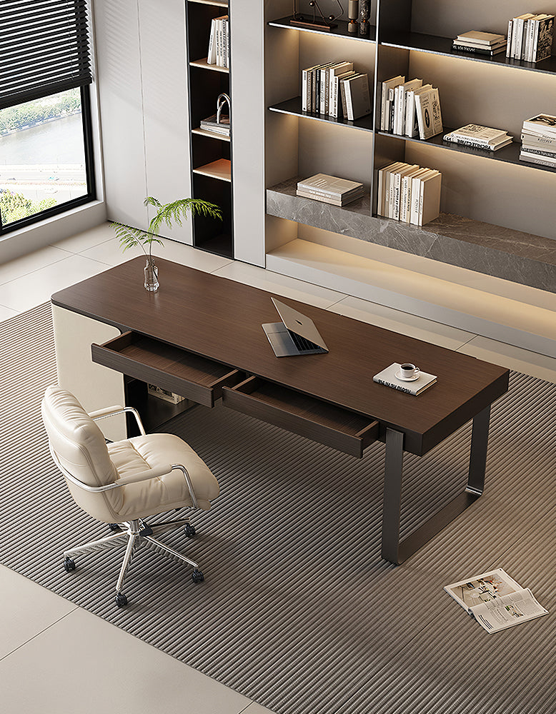 Torres Office Desk With Storage, Wood