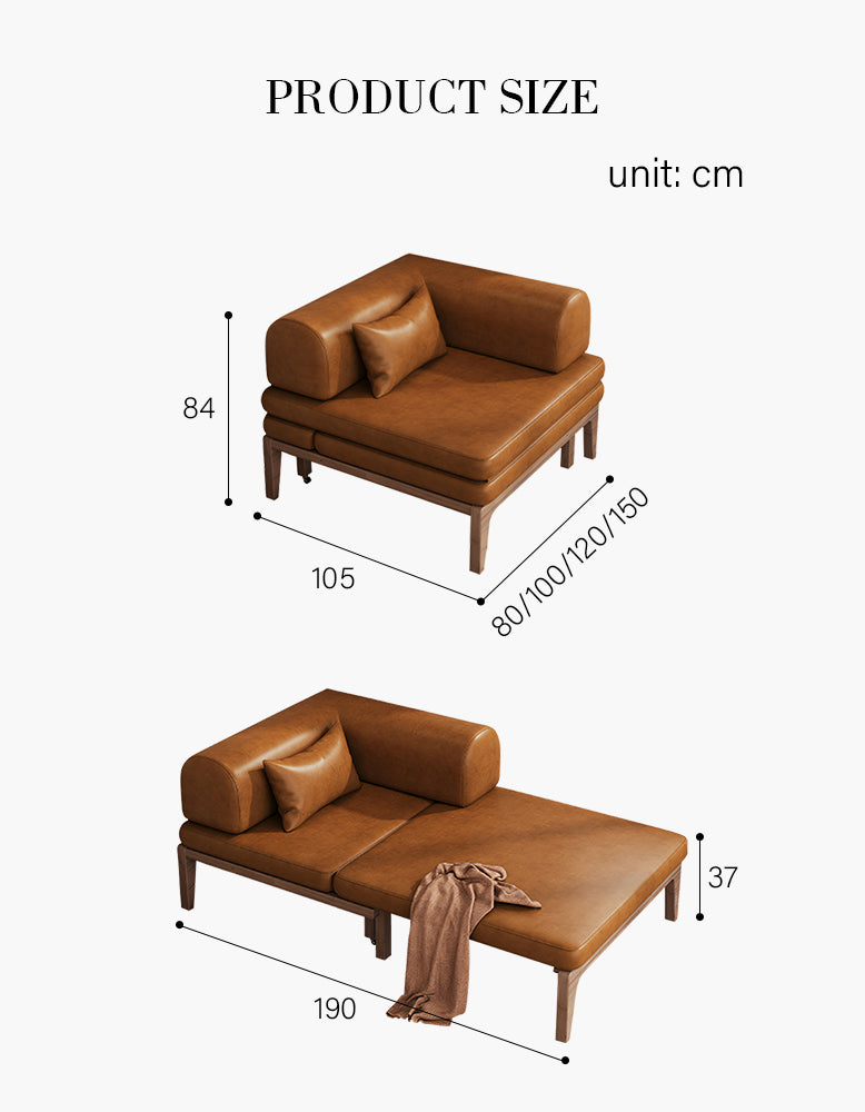 Ocampo Single Seater Corner Sofa Bed, Leather