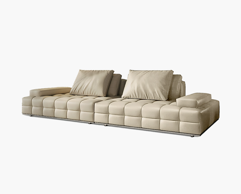 Santos L Shape Sofa, Three Seater Sofa, Nappa Real Leather