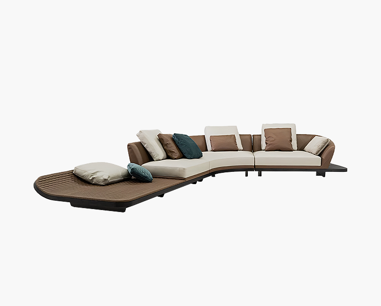 Dubois Three Seater Curved Sofa, Nappa Real Leather