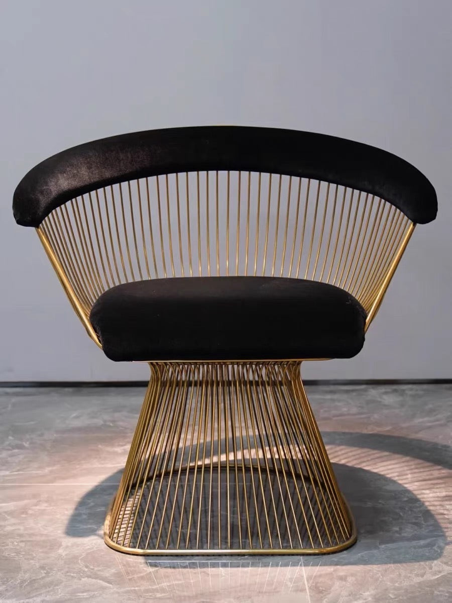 Warren Platner Dining Chair - Chrome Base, Dark Blue