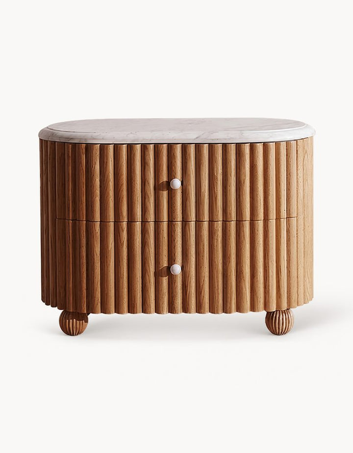 Ava Rounded Rectangle Bedside Table, Marble