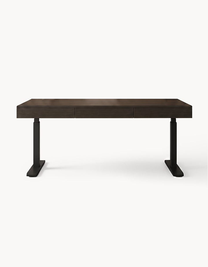 Zain Electric Standing Office Desk With Storage, Solid Wood