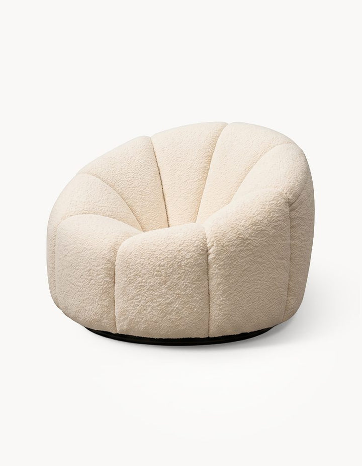 Celine Pumpkin Round Armchair, White Boucle