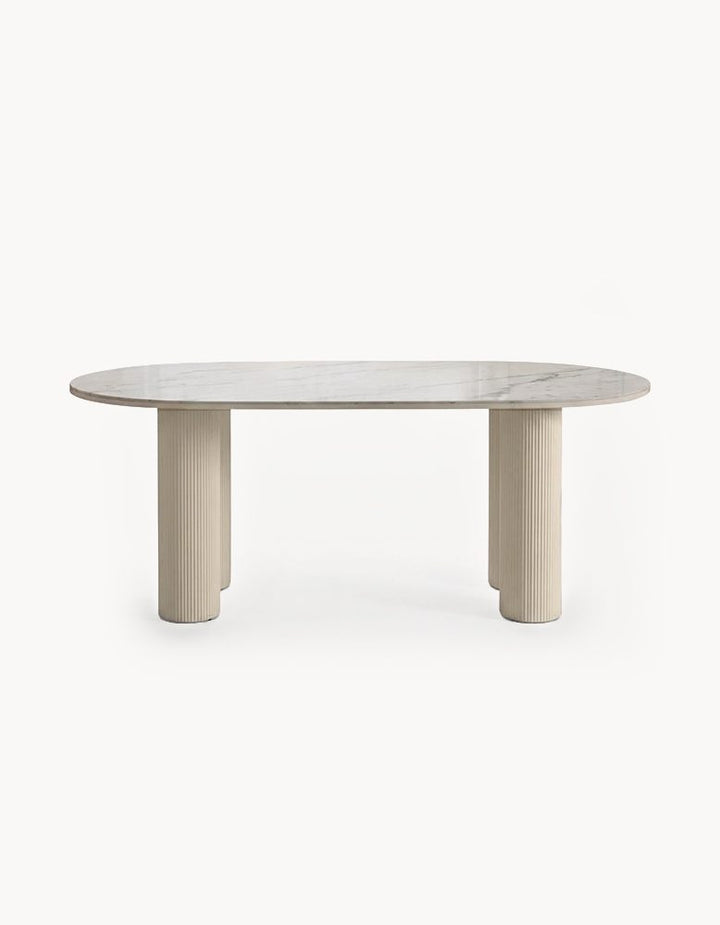 Eira White Dining Table, Oval