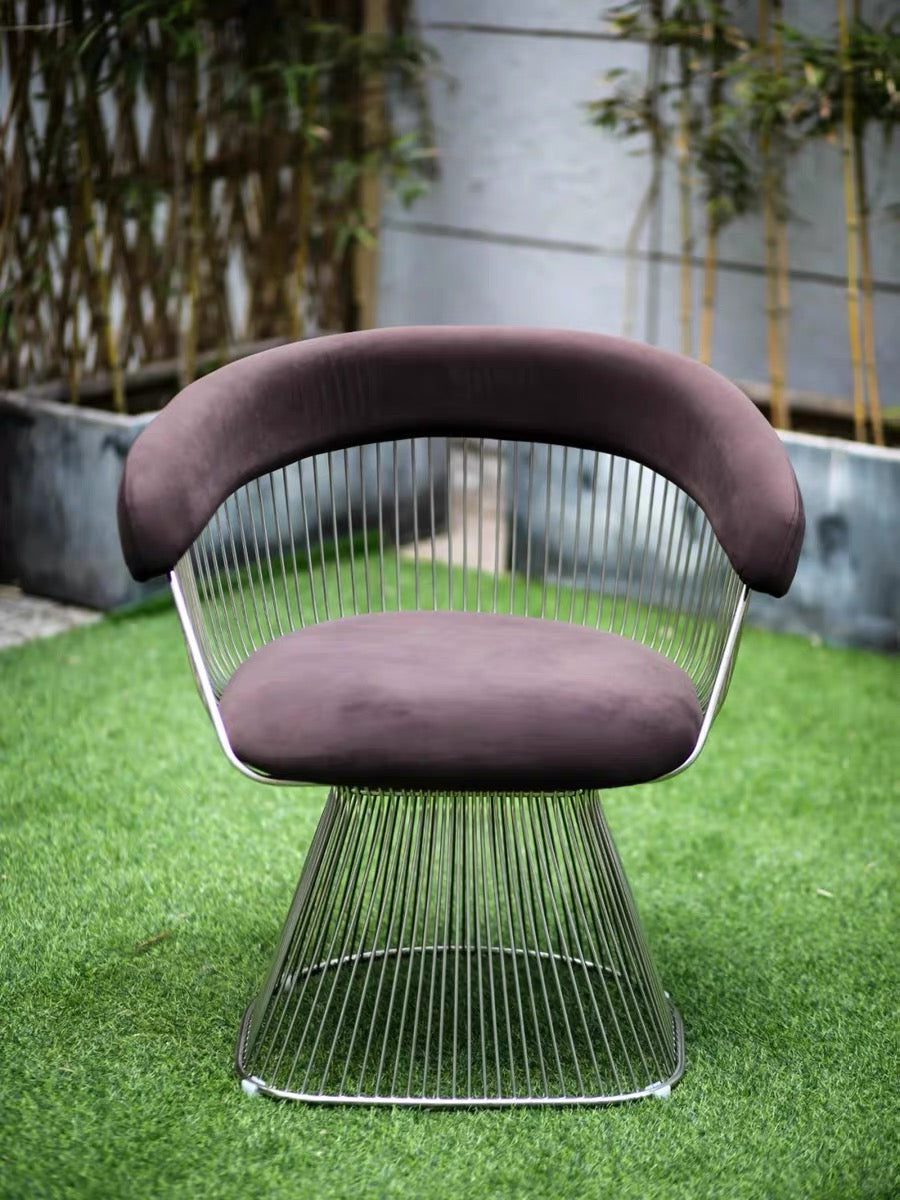 Warren Platner Dining Chair - Chrome Base, Dark Blue