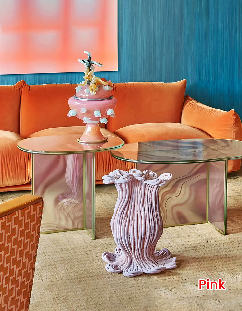 Leila coffee tables glass coffee table, Green