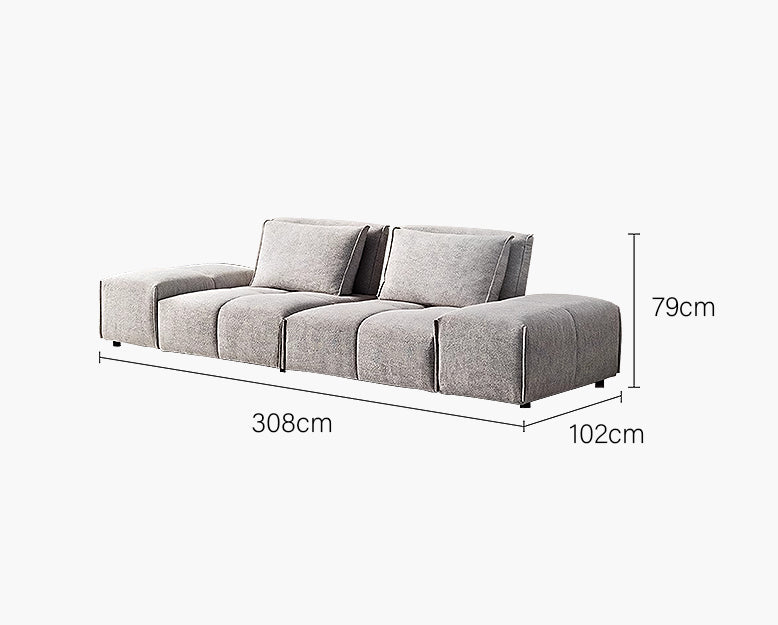 L-Shaped Sectional Two Seater/ Three Seater Sofa, Linen