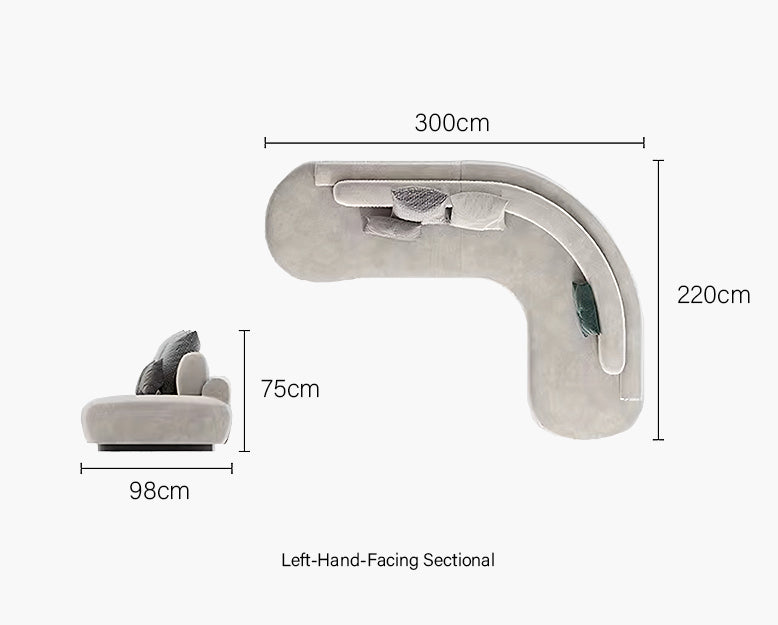 Nicosia Grey Curved Three Seater Sofa, Suede