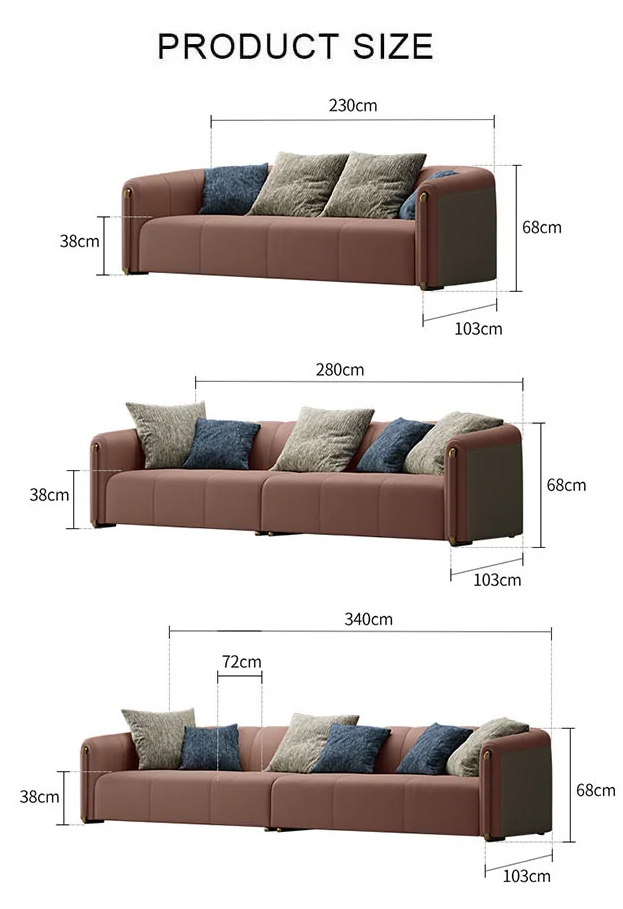 Home Contemporary Three Seater Sofa Set, Leather｜ DC Concept