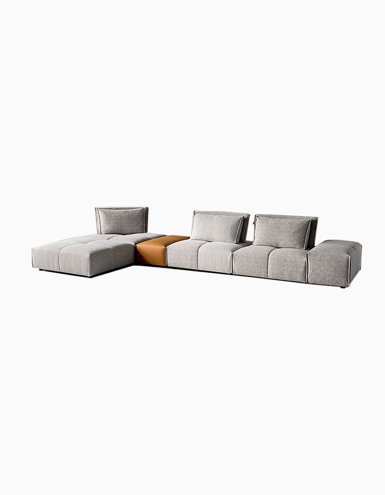 L-Shaped Sectional Two Seater/ Three Seater Sofa, Linen｜ DC Concept