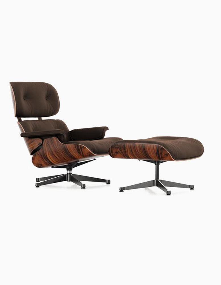 Classical Design EM Lounge Chair And Ottoman, Walnut/ Black Leather｜ DC Concept