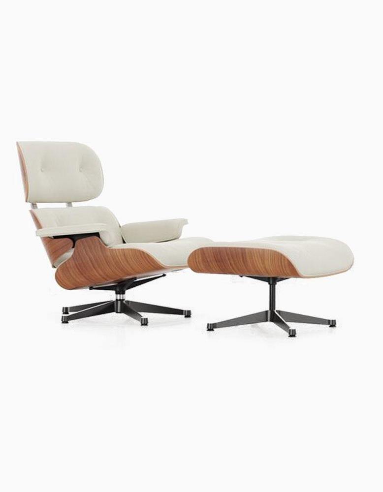 Classical Design EM Lounge Chair And Ottoman, Walnut/ Black Leather｜ DC Concept