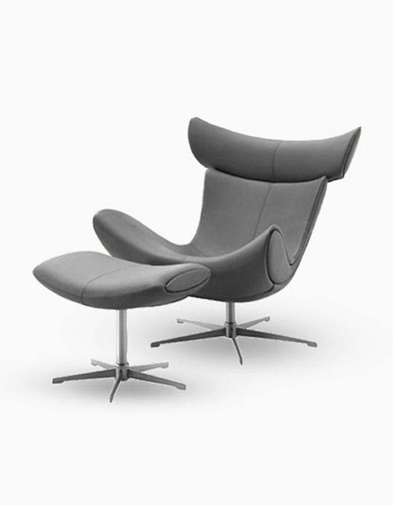IMOLA Style Chair with Stool In Grey Premium Leather｜ DC Concept