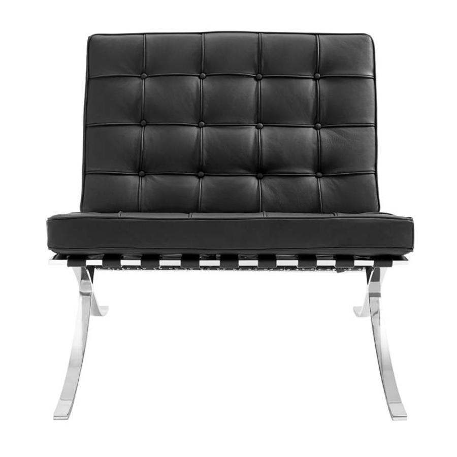 Classic Modern Barcelona Chair And Footstool, Black Leather, Clearance｜ DC Concept
