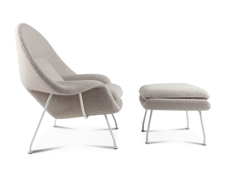 Womb Style Chair & Ottoman In Premium Velvet or Cashmere, Dark Blue｜ DC Concept