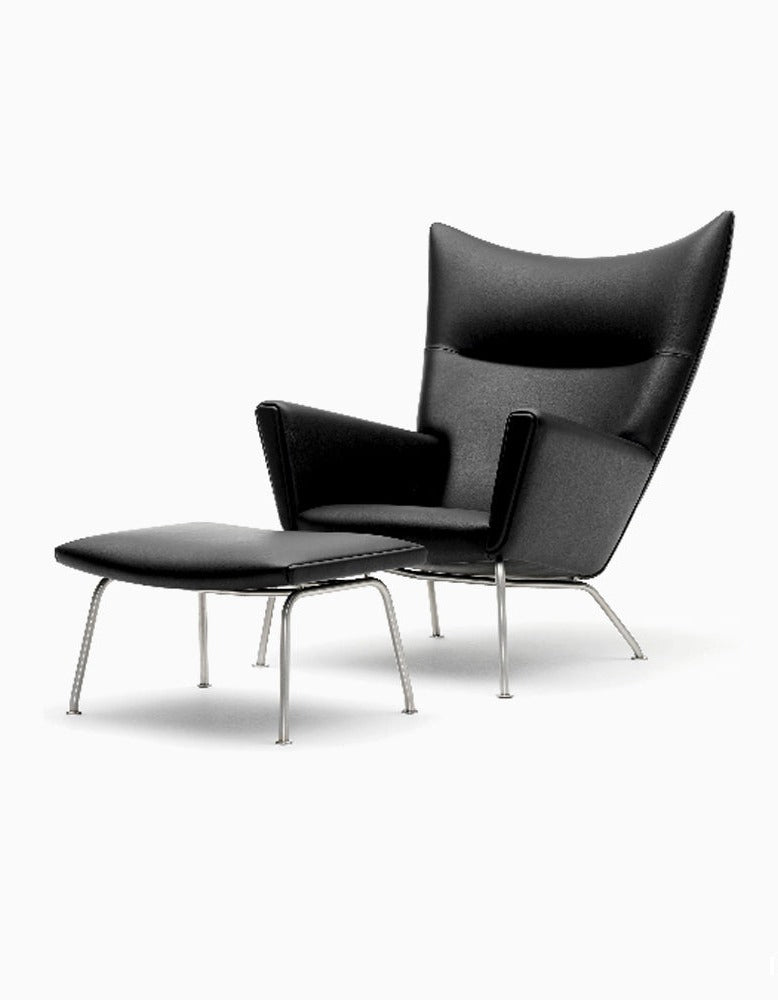 Carnaby High Back Armchair with Ottoman, Black｜ DC Concept