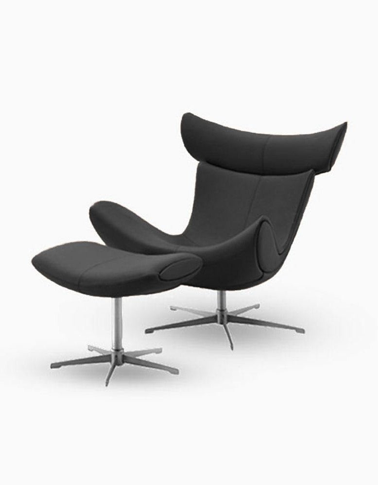 IMOLA style Chair with Stool In Black Premium Leather｜ DC Concept